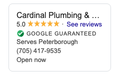 Google-Guaranteed-PLumber-Peterborough-Cardinal